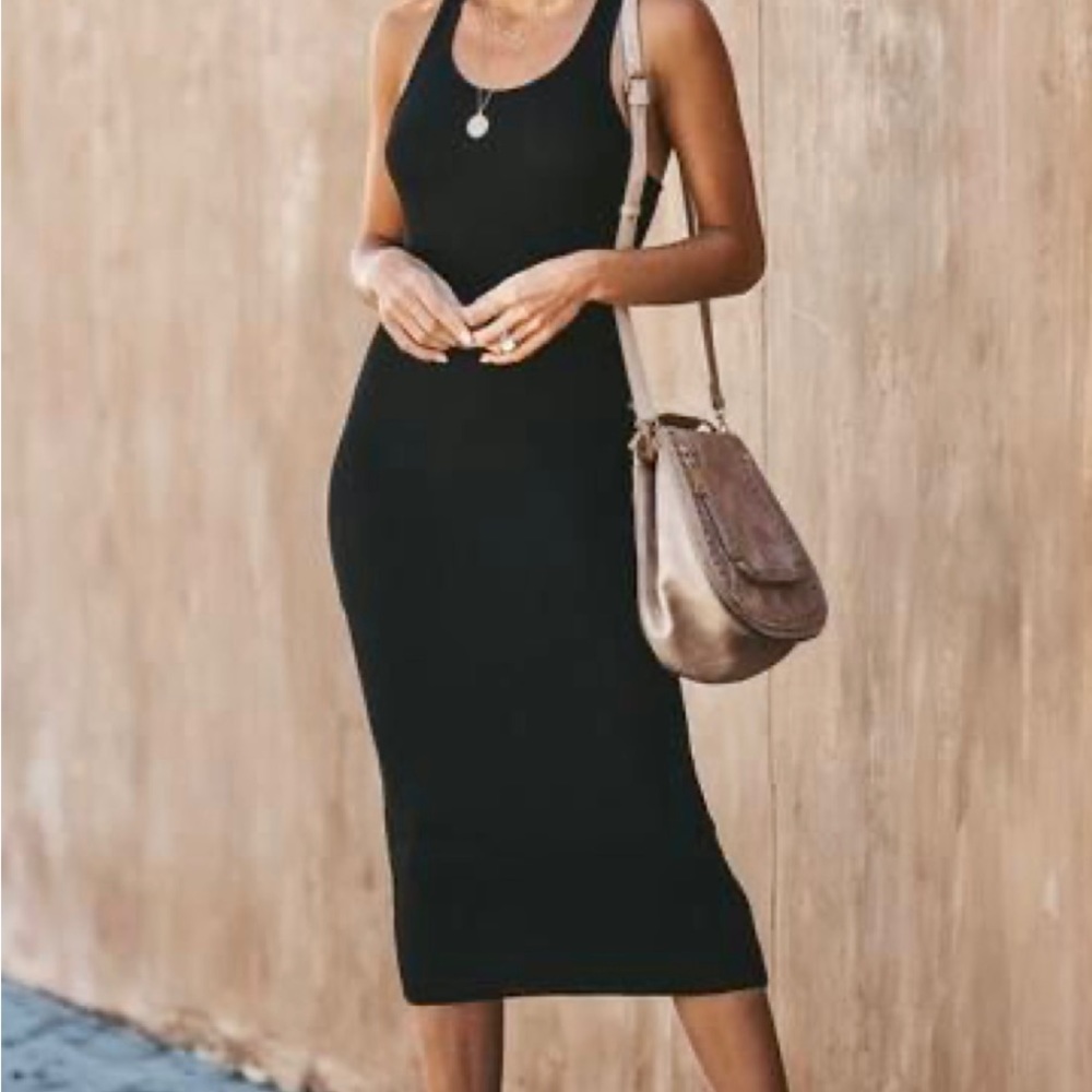 Black Maxi Ribbed Tank Dress 🖤 - Picture 9 of 12